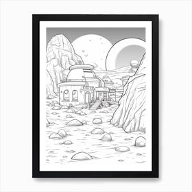 Tatooine (Star Wars) Fantasy Inspired Line Art 3 Art Print