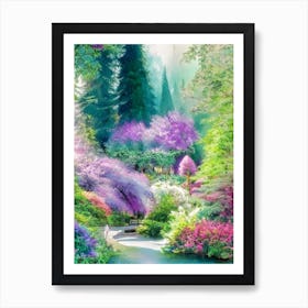 Butchart Gardens, 2, Canada Pastel Watercolour Art Print