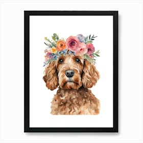 Cockapoo With Flower Crown Art Print