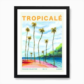 Tropical Palm Trees Landscape Typography Póster