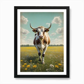 Cow In A Field Canvas Print Art Print