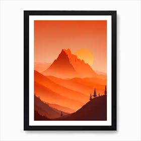 Misty Mountains Vertical Composition In Orange Tone 350 Art Print