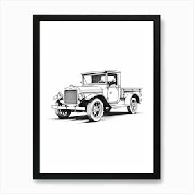 Ford Model T Line Drawing 7 Art Print