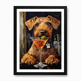 Airedale Welshie At The Bar 9 Art Print