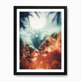 Couple Of Lion In The Jungle Art Print