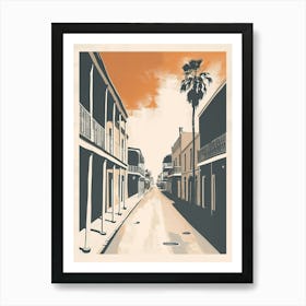 Frenchmen Street Retro Lithograph 1 Art Print