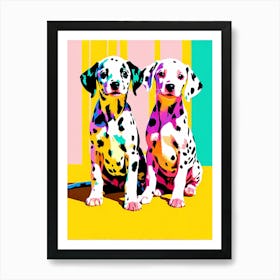 'Dalmatian Pups', This Contemporary art brings POP Art and Flat Vector Art Together, Colorful Art, Animal Art, Home Decor, Kids Room Decor, Puppy Bank - 72nd Art Print