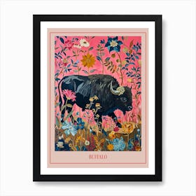 Floral Animal Painting Buffalo 2 Poster Art Print