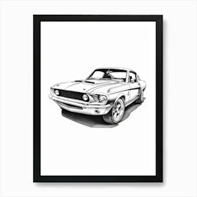 Ford Mustang Line Drawing 10 Art Print
