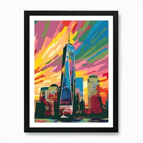 One World Trade Center New York Colourful Silkscreen Illustration 1 Art Print