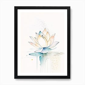 Lotus Flower, Buddhist Symbol Minimal Watercolour 2 Art Print