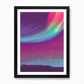 Rainbow Northern Lights Aurora Borealis Galaxy Mountains Art Print