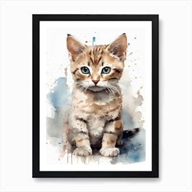 Baby Cat Kitten Watercolour Nursery 1 Art Print