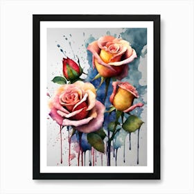 Watercolor Roses 3 Art Print