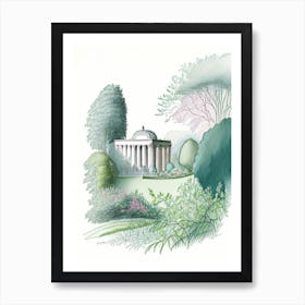 Stourhead Gardens, United Kingdom Vintage Pencil Drawing Art Print