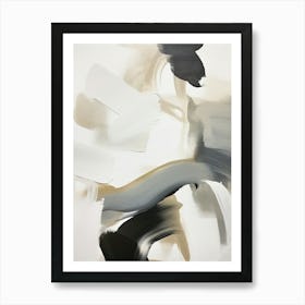 Abstract Brush Strokes Black White Neutrals 3 Art Print