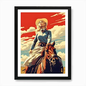 Horseback Prairie Girl Art Print