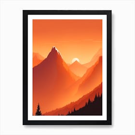 Misty Mountains Vertical Composition In Orange Tone 222 Art Print