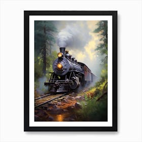 Steam Train In The Woods Art Print