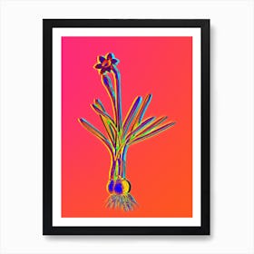 Neon Narcissus Gouani Botanical in Hot Pink and Electric Blue n.0489 Art Print