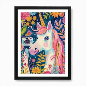 Unicorn Taking A Photo With An Analogue Camera Fauvism Inspired Art Print