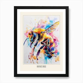 Honey Bee Colourful Watercolour 3 Poster Art Print