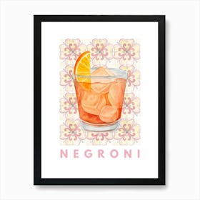 Negroni Cocktail Pink Tile Art Print Art Print