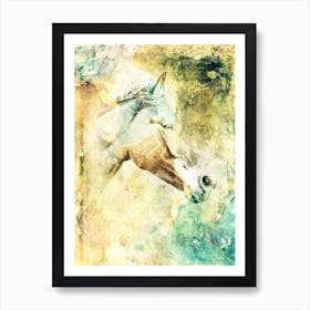 Horse Drawing Art Illustration In A Photomontage Style 30 Art Print