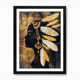 Woman with Leather Headdress 2 Art Print