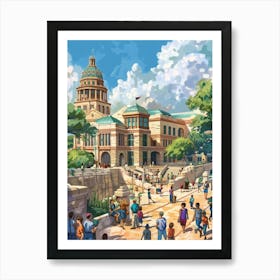 Storybook Illustration The Bullock Austin Texas State History Museum 3 Art Print