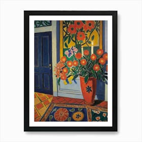 Room With Flowers Style Henri Matisse 2 Art Print