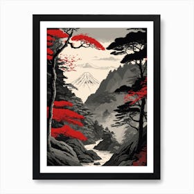 Japanese Mountain Forest Art Print