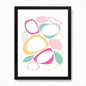 Mid Century Modern Abstract 8 Pink, Aqua, Yellow Art Print