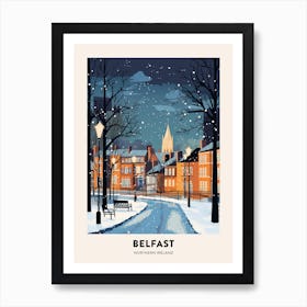 Winter Night  Travel Poster Belfast Northern Ireland 7 Art Print