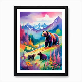 Bears In The Mountains Art Print