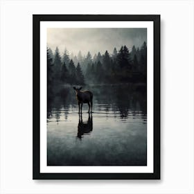 Elk Standing In Water Art Print