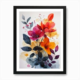 Watercolor Flowers 1 Art Print