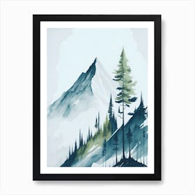 Mountain And Forest In Minimalist Watercolor Vertical Composition 266 Art Print