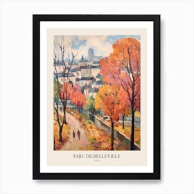 Autumn City Park Painting Parc De Belleville Paris France 3 Poster Art Print