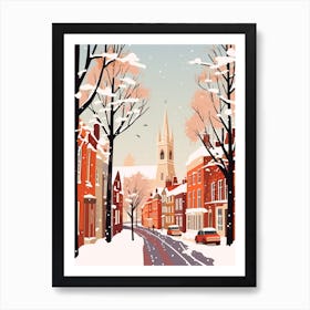 Retro Winter Illustration Canterbury United Kingdom 1 Art Print