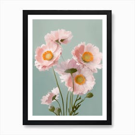 Daisies Flowers Acrylic Painting In Pastel Colours 3 Art Print