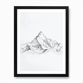 Kangchenjunga Nepalindia Line Drawing 2 Art Print