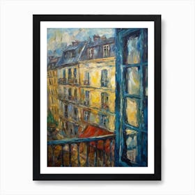 Window View Of Paris In The Style Of Expressionism 3 Art Print