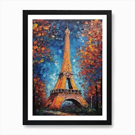 Eiffel Tower Paris France Vincent Van Gogh Style 25 Art Print
