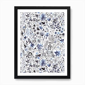 Winter Ink Flowers Art Print