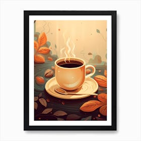 Coffee Cup With Leaves 2 Art Print