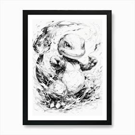 Charmander Black And White Art Print