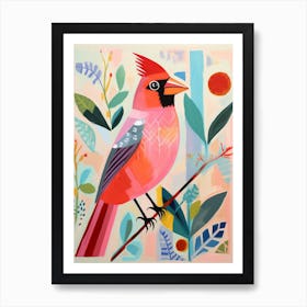 Pink Scandi Cardinal 4 Art Print