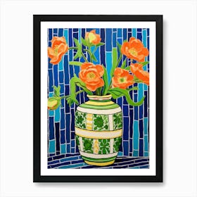 Flowers In A Vase Still Life Painting Freesia 2 Art Print