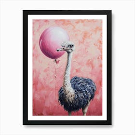 Cute Ostrich 1 With Balloon Art Print